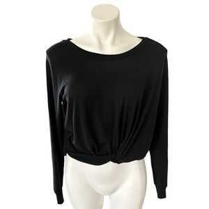 UGG Black Crop Front Twist Knot Long Sleeve Sweater Size XS